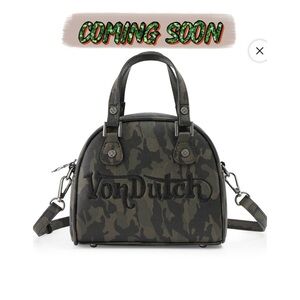 Von Dutch Camo Dome Satchel Bag - Green and Black